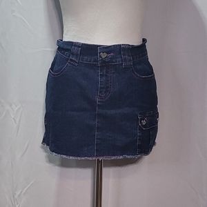Angela Jeans NWOT Juniors Dark Wash Distressed Denim/Jean Mini Skirt